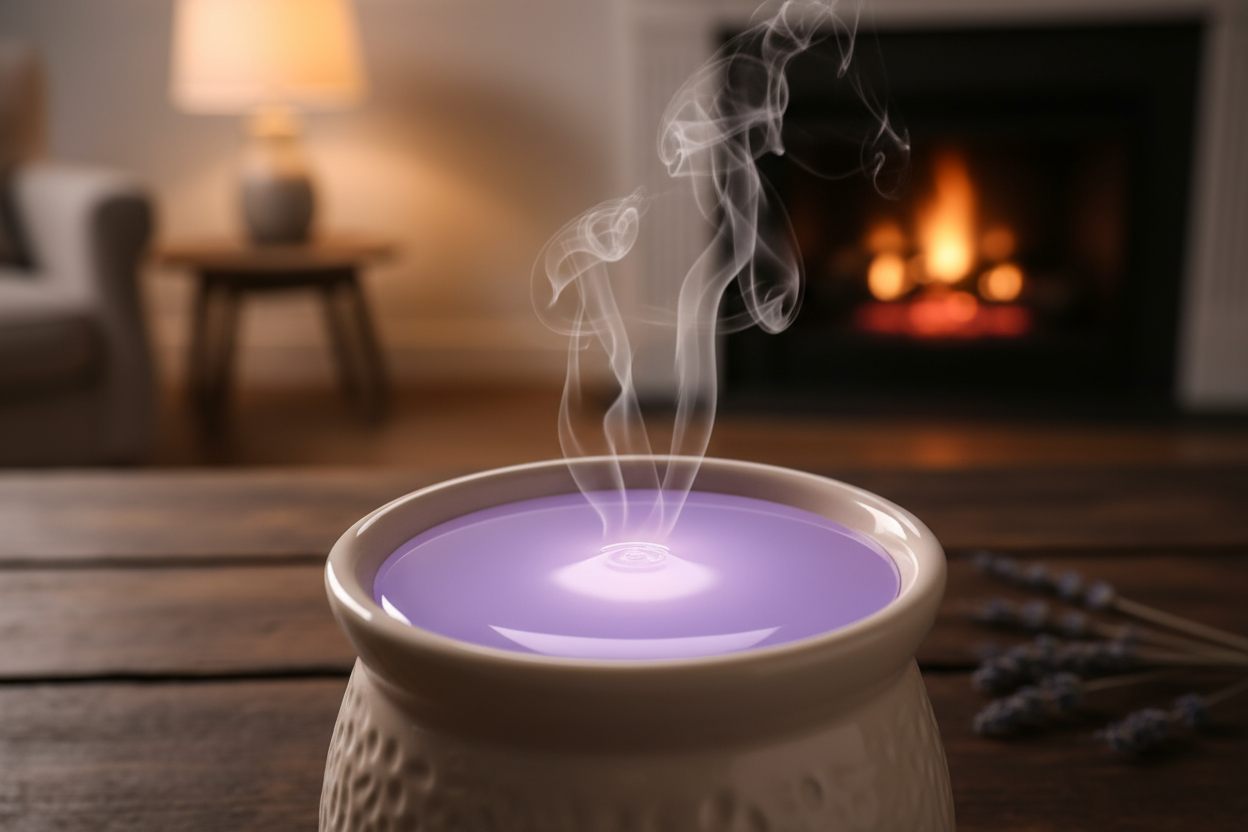 light purple wax melted in warmer