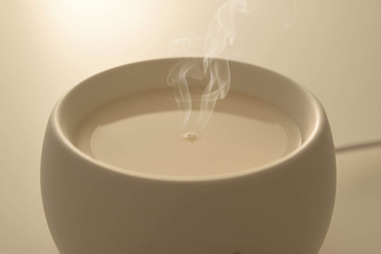 white melted wax in a warmer