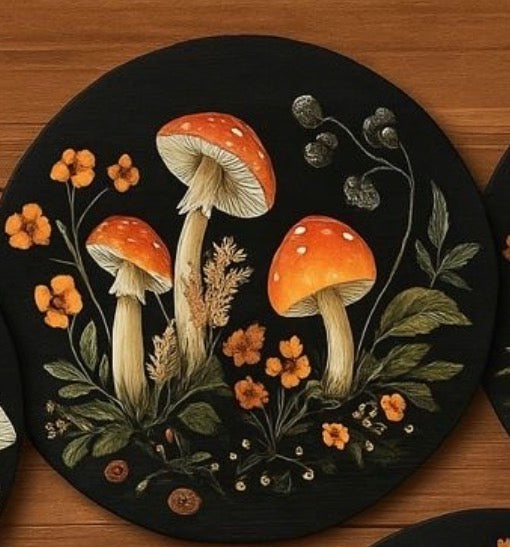 Wooden Mushroom Forest Candle Coaster
