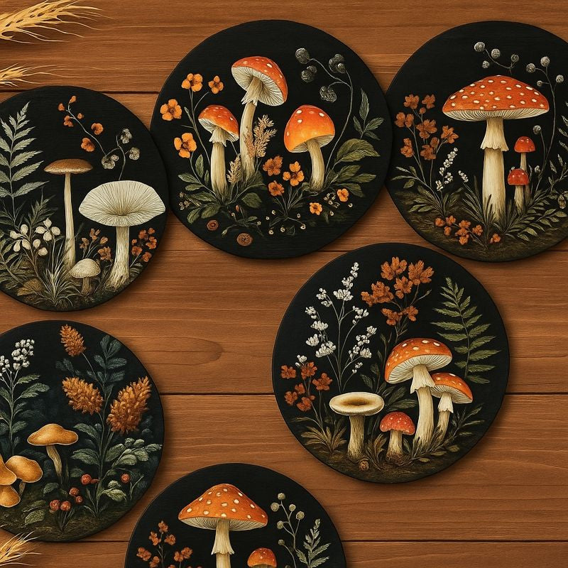 Wooden Mushroom Forest Candle Coaster